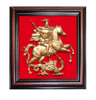 Гербовое панно Москвы 26х28 см, краска, рамка орех Гербовое панно Москвы 26х28 см, краска, рамка орех